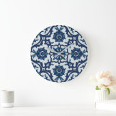 Blauw Portugees Azulejos Floral Tile Pattern Grote Klok (Huis)
