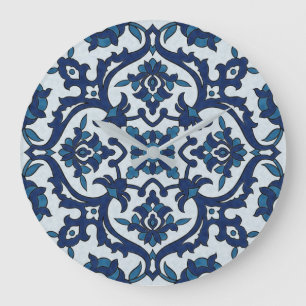 Blauw Portugees Azulejos Floral Tile Pattern Grote Klok