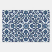 Blauw Portugees Azulejos Floral Tile Pattern Inpakpapier Vel (Voorkant 2)