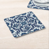 Blauw Portugees Azulejos Floral Tile Pattern Kartonnen Onderzetters (Schuin)