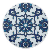 Blauw Portugees Azulejos Floral Tile Pattern Keramische Knop (Voorkant)