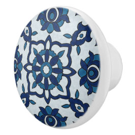 Blauw Portugees Azulejos Floral Tile Pattern Keramische Knop