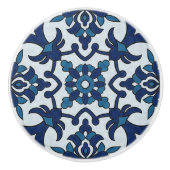 Blauw Portugees Azulejos Floral Tile Pattern Keramische Knop (Voorkant)