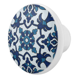 Blauw Portugees Azulejos Floral Tile Pattern Keramische Knop