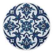 Blauw Portugees Azulejos Floral Tile Pattern Keramische Knop (Voorkant)