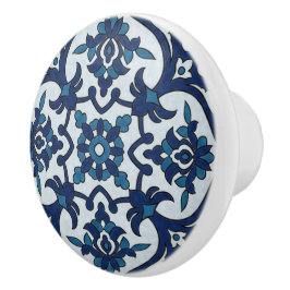 Blauw Portugees Azulejos Floral Tile Pattern Keramische Knop