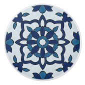 Blauw Portugees Azulejos Floral Tile Pattern Keramische Knop (Voorkant)