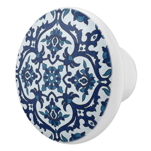 Blauw Portugees Azulejos Floral Tile Pattern Keramische Knop (Rechts)