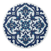 Blauw Portugees Azulejos Floral Tile Pattern Keramische Knop (Voorkant)