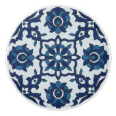 Blauw Portugees Azulejos Floral Tile Pattern Keramische Knop (Voorkant)
