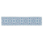 Blauw Portugees Azulejos Floral Tile Pattern Korte Tafelloper (Horizontaal)