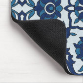 Blauw Portugees Azulejos Floral Tile Pattern Muismat (Hoek)