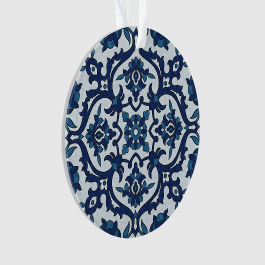 Blauw Portugees Azulejos Floral Tile Pattern Ornament (voorkant)