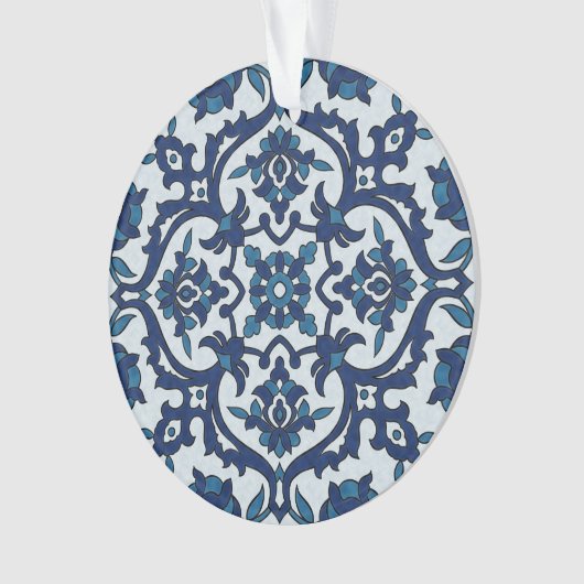 Blauw Portugees Azulejos Floral Tile Pattern Ornament (voorkant)