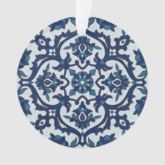 Blauw Portugees Azulejos Floral Tile Pattern Ornament (voorkant)