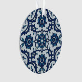 Blauw Portugees Azulejos Floral Tile Pattern Ornament (voorkant)