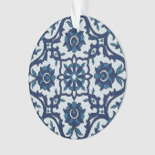 Blauw Portugees Azulejos Floral Tile Pattern Ornament (voorkant)