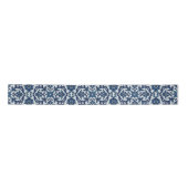 Blauw Portugees Azulejos Floral Tile Pattern Satijnen Lint (Voorkant)