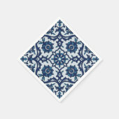 Blauw Portugees Azulejos Floral Tile Pattern Servet (Hoek)