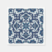Blauw Portugees Azulejos Floral Tile Pattern Servet (Voorkant)