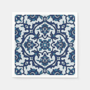 Blauw Portugees Azulejos Floral Tile Pattern Servet