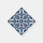 Blauw Portugees Azulejos Floral Tile Pattern Servet (Hoek)