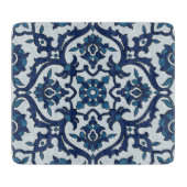 Blauw Portugees Azulejos Floral Tile Pattern Snijplank (Voorkant)