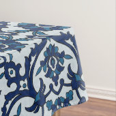 Blauw Portugees Azulejos Floral Tile Pattern Tafelkleed (Voorbeeld)