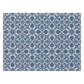 Blauw Portugees Azulejos Floral Tile Pattern Tafelkleed (Voorkant (Horizontaal))