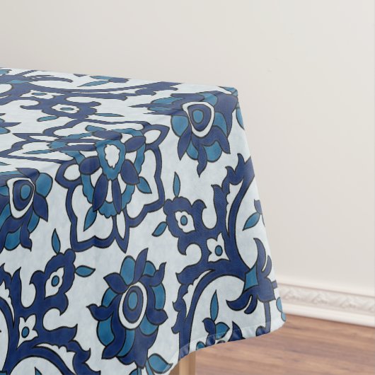 Blauw Portugees Azulejos Floral Tile Pattern Tafelkleed (Voorbeeld)