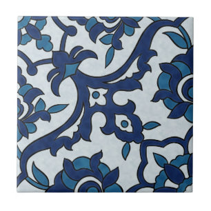 Blauw Portugees Azulejos Floral Tile Pattern Tegeltje