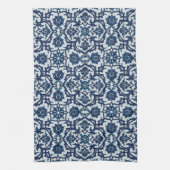Blauw Portugees Azulejos Floral Tile Pattern Theedoek (Verticaal)