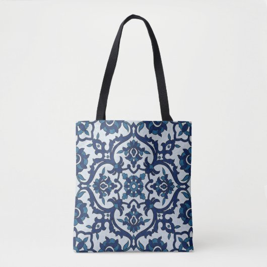 Blauw Portugees Azulejos Floral Tile Pattern Tote Bag