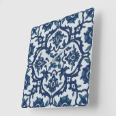 Blauw Portugees Azulejos Floral Tile Pattern Vierkante Klok (Hoek)