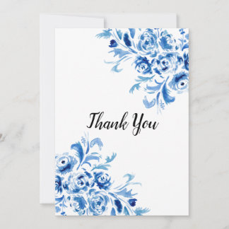 Blauw Portugees Floral Pattern Bedankkaart