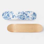 Blauw Portugees Floral Pattern Persoonlijk Skateboard (Horizontaal)