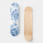 Blauw Portugees Floral Pattern Persoonlijk Skateboard (Voorkant)
