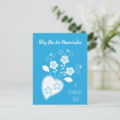 Blauw Portugees romantisch hart Briefkaart (Staand voorkant)