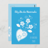 Blauw Portugees romantisch hart Briefkaart (Voorkant / Achterkant)