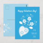 Blauw Portugees romantisch hart Briefkaart (Voorkant / Achterkant)