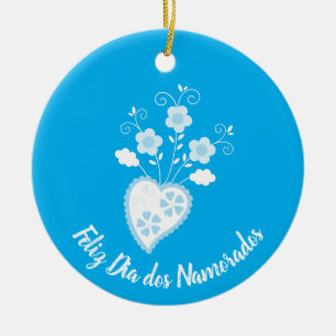 Blauw Portugees romantisch hart Keramisch Ornament