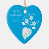 Blauw Portugees romantisch hart Keramisch Ornament (Rechts)