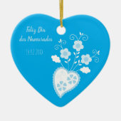 Blauw Portugees romantisch hart Keramisch Ornament (Voorkant)
