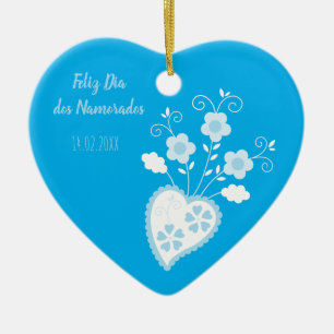 Blauw Portugees romantisch hart Keramisch Ornament