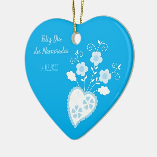 Blauw Portugees romantisch hart Keramisch Ornament (Links)