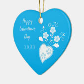 Blauw Portugees romantisch hart Keramisch Ornament (Links)