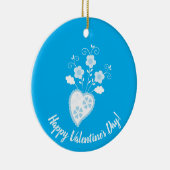 Blauw Portugees romantisch hart Keramisch Ornament (Rechts)