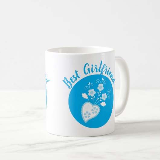Blauw Portugees romantisch hart Koffiemok (Voorkant rechts)