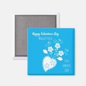 Blauw Portugees romantisch hart Magneet (Voorkant / Achterkant)