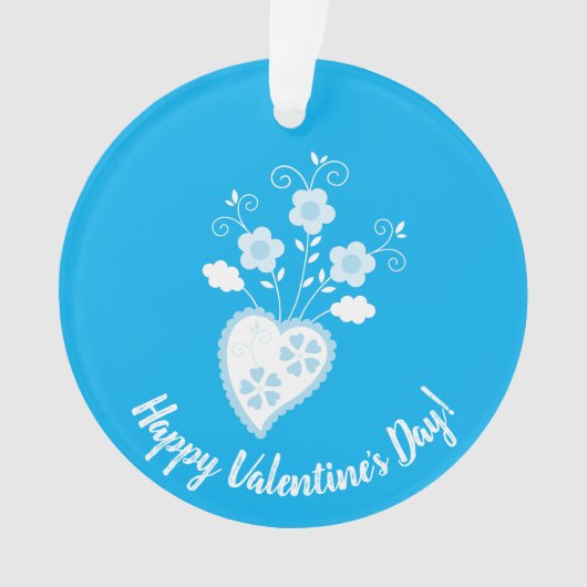 Blauw Portugees romantisch hart Ornament (voorkant)